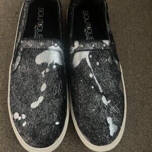 Boutique by Corky's Pine Top Animal Print Fur Women's Slip On Black s10